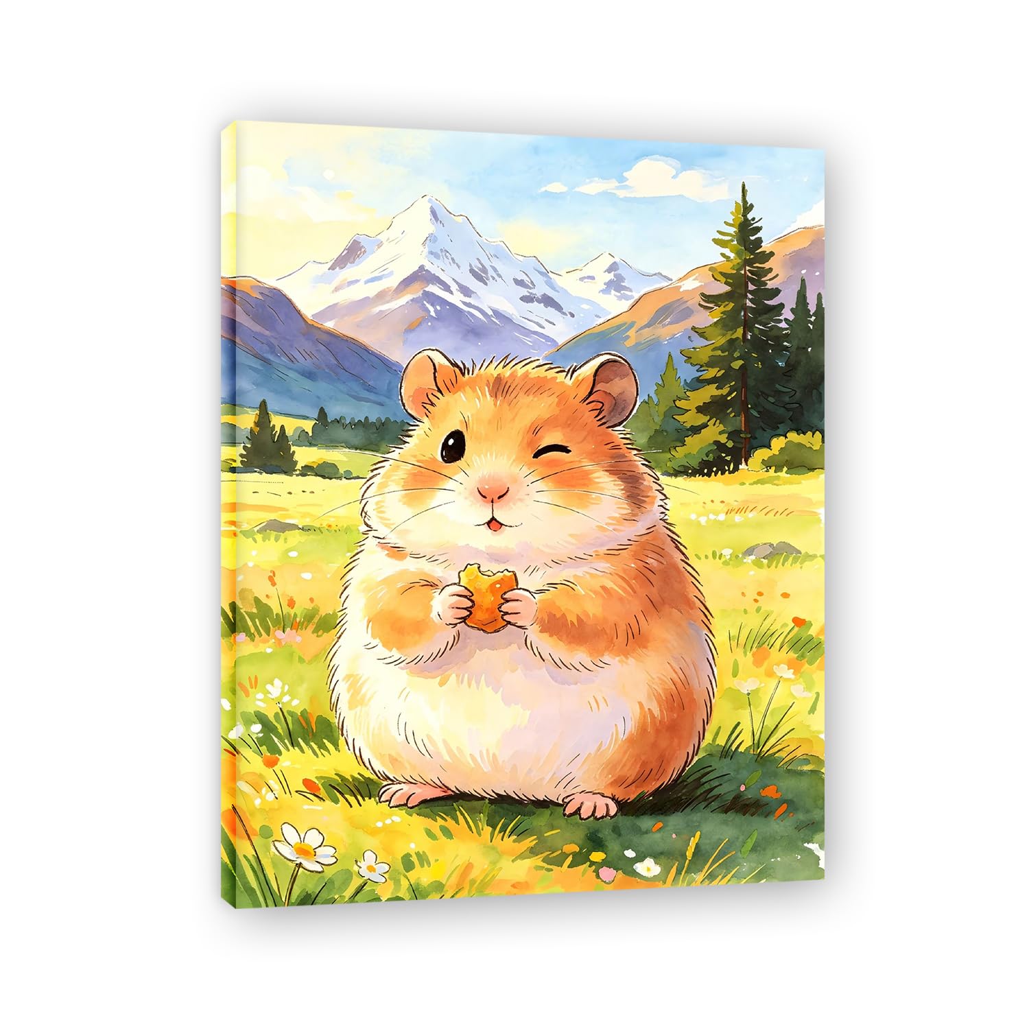 TNGHHSGA Cuentos de Aventuras de Zizi 41Cuadro en Lienzo de Hámster Adorable, Arte de Pared Infantil, Decoración para Habitación de Niños, Dormitorio y Guardería40x52cm Lienzo envuelto