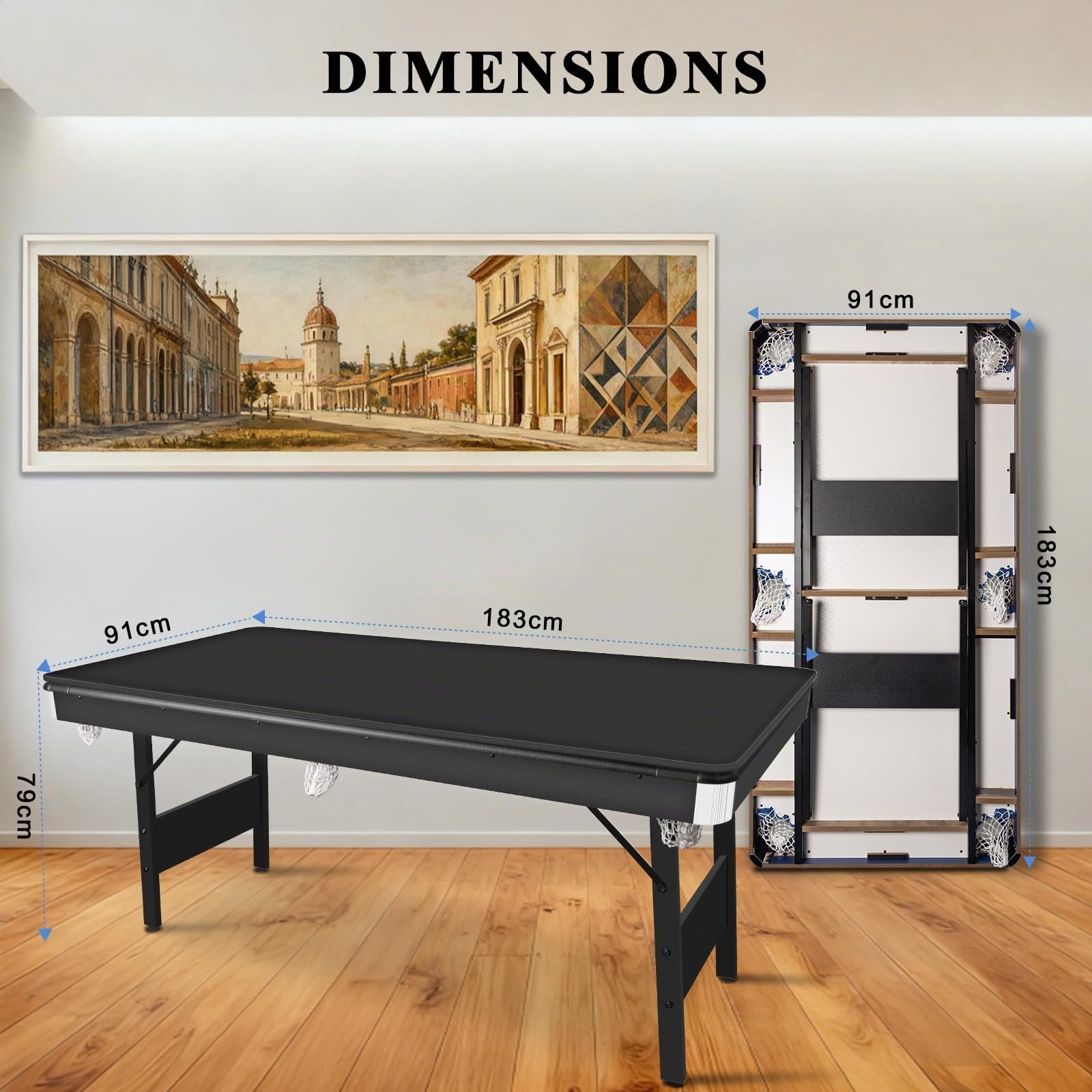 HLC 6FT Table Multijeux Pliable 3 en 1 - Table de Ping-Pong/Billard/Salle à Manger, Livré avec Accessoires de Billard Complets,183× 91× 79cm Adapté aux Adultes et aux Enfants