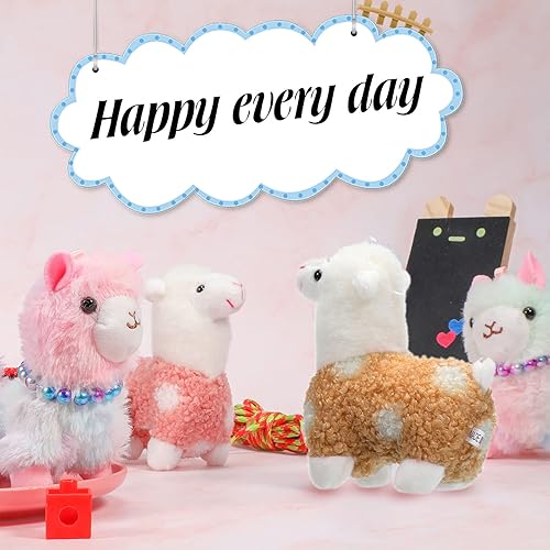 Miniatura 5 de 6 juguetes de peluche de mini llama, juguetes de peluche de animales de alpaca, muñecas de felpa de 5 pulgadas, lindo llavero de llama para