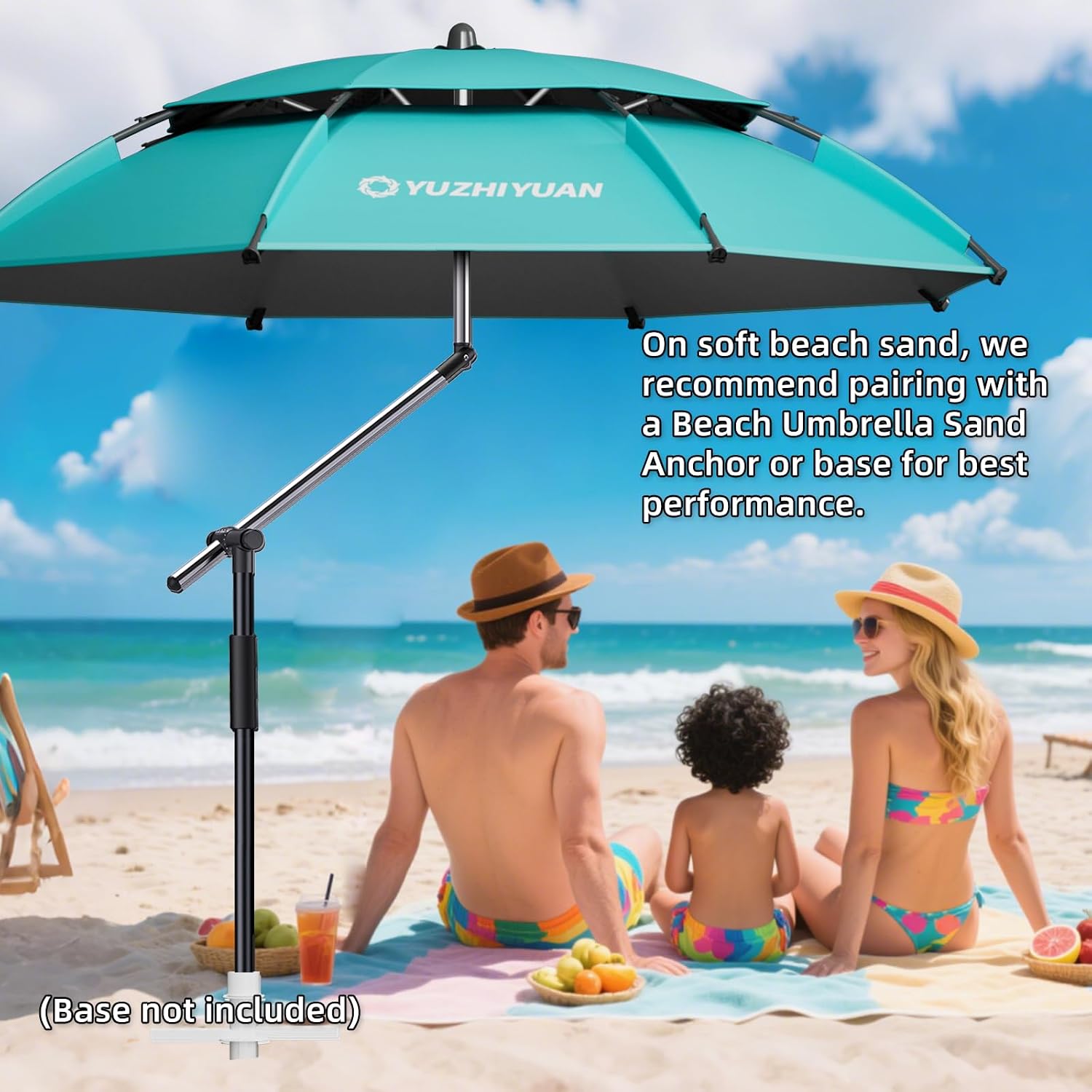 Outdoor Umbrellas for Patio 7.2/7.8/8.5FT Patio Table Umbrella with Tilt, UPF50+ UV Protection, High Black Coated, with Carry Bag, Great for Beach, Camping, Picnic, Backyard