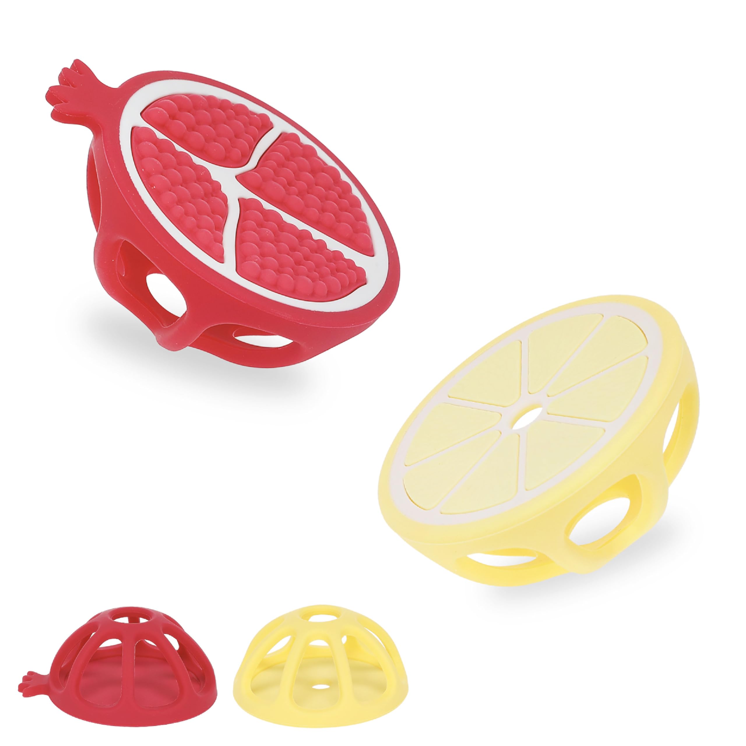 Pomegranate and Lemon Silicone Teethers Baby Teething Toys, Newborn Essentials Must Haves, Easy-to-Hold Design Teething Ball Baby Essentials, BPA-Free