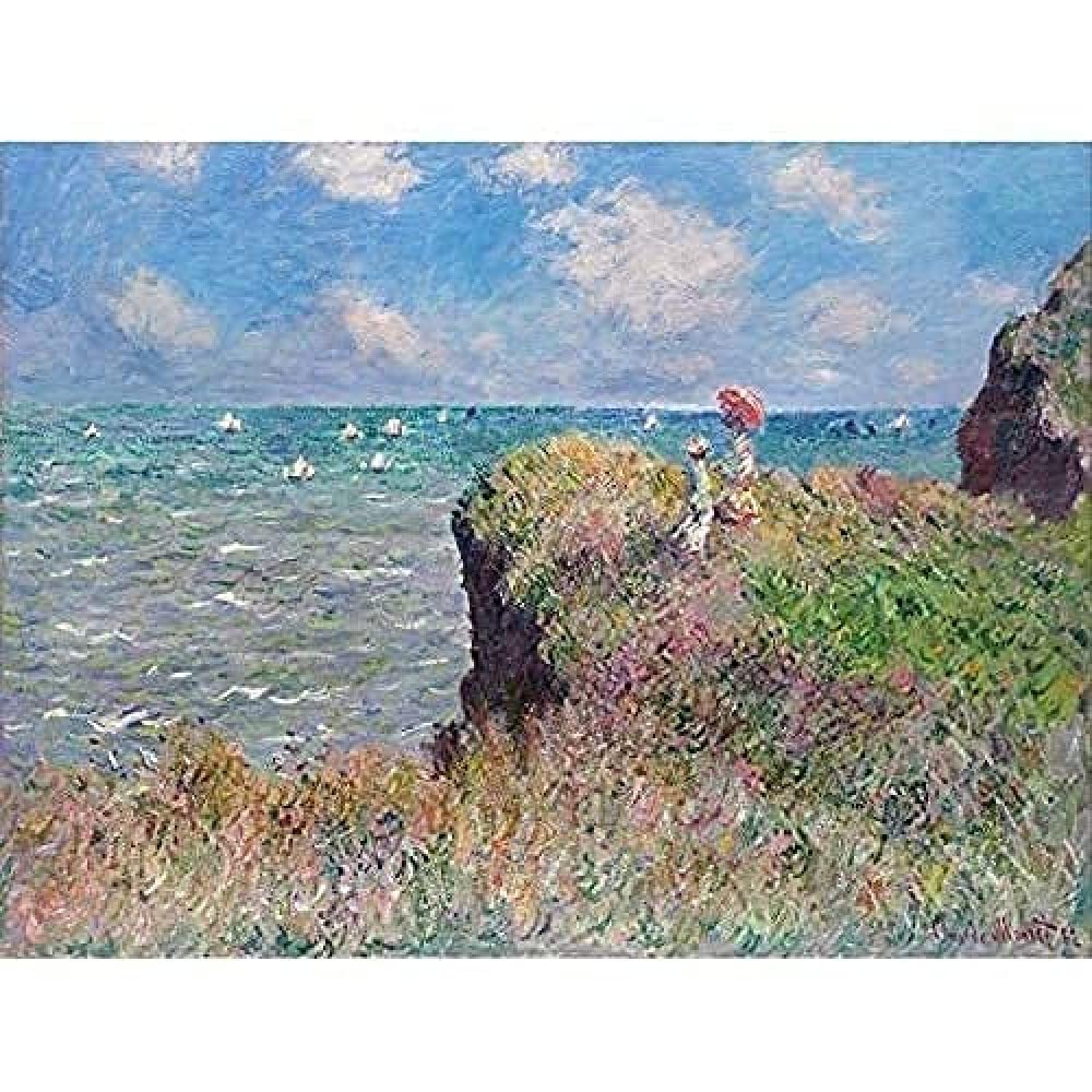 Claude Monet Cliff Walk At Pourville Art Print Canvas Premium Wall Decor Poster Mural