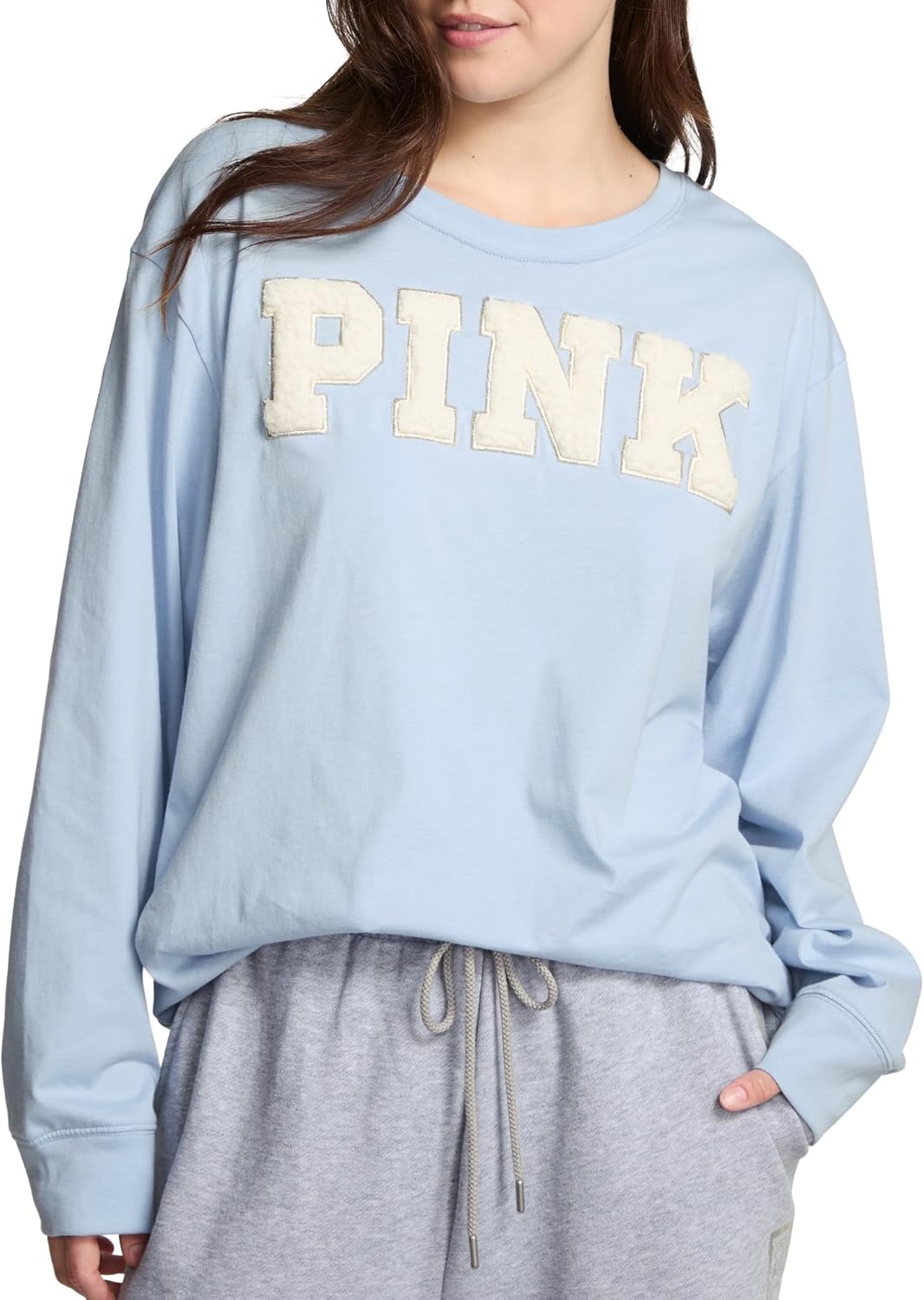 Victoria's Secret Pink Cotton Long Sleeve Campus Ringer T Shirt (XS-XXL)