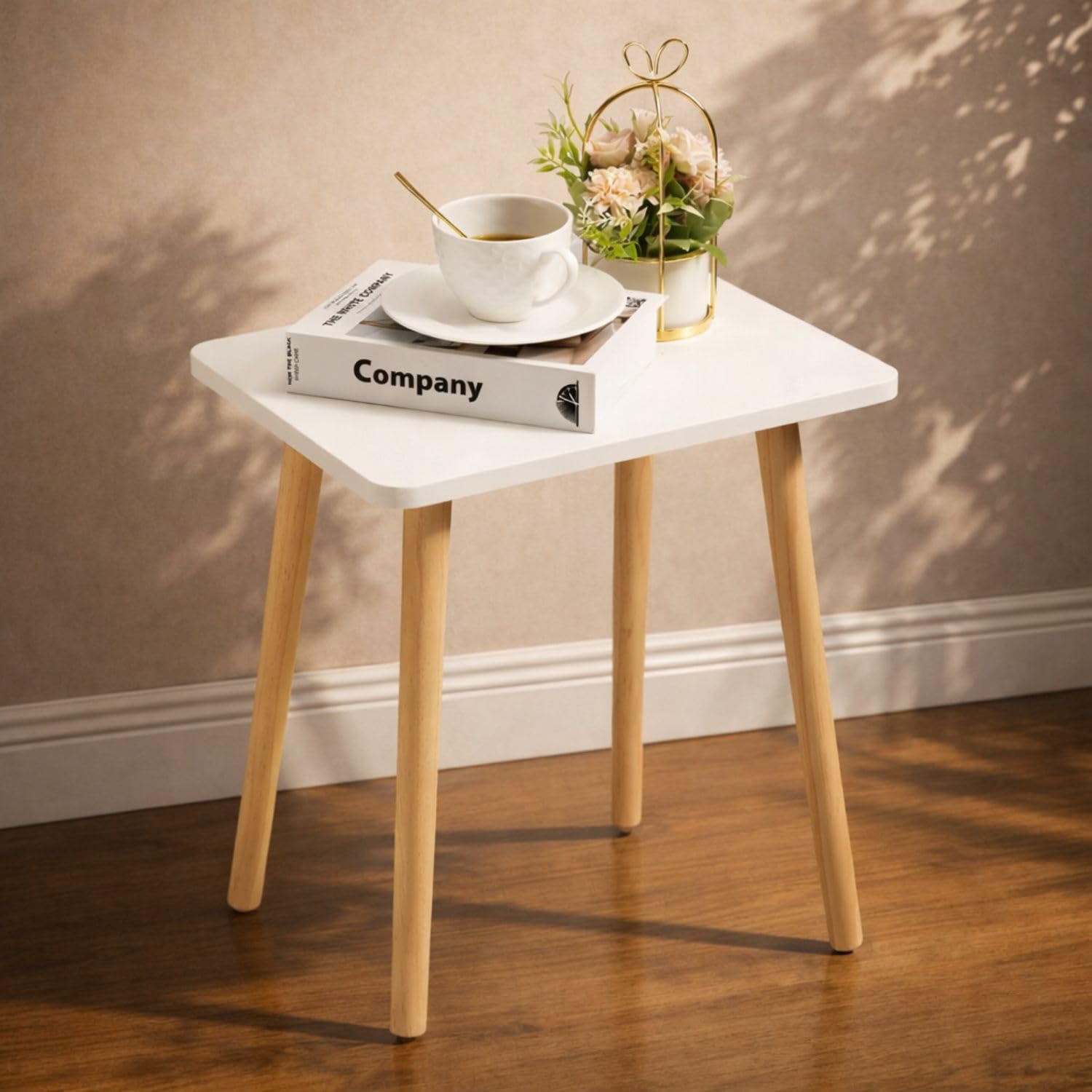 Small Wooden end Table, Side Table, or Accent Table for the Living Room, Bedroom, or Balcony; Modern Side Tables for Spaces that are Simple to Assemble; Home décor (White)-image-35