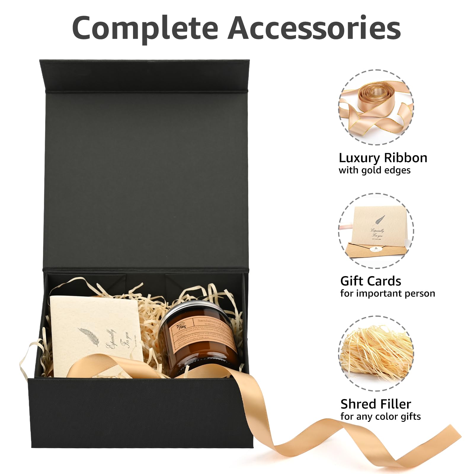 LIFELUM Set di 5 scatole regalo grandi, 20,3 x 17,8 x 7,6 cm, con coperchio magnetico, per regali con nastro, biglietti, carta triturata, regalo per mamma, compleanni, regali di Natale