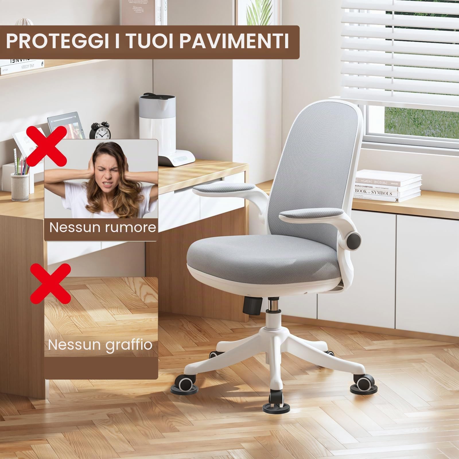 Coppe per ruote mobili, 6 pezzi anti-scivolo, per pavimenti in legno, mantengono tazza sicura con tappi gomma universali nero