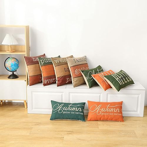 Miniatura 2 de TRENDIN PL764TR - Fundas de almohada de otoño de 12 x 20 pulgadas con texto en inglés "Reúne la cosecha", funda de cojín decorativa oblonga para