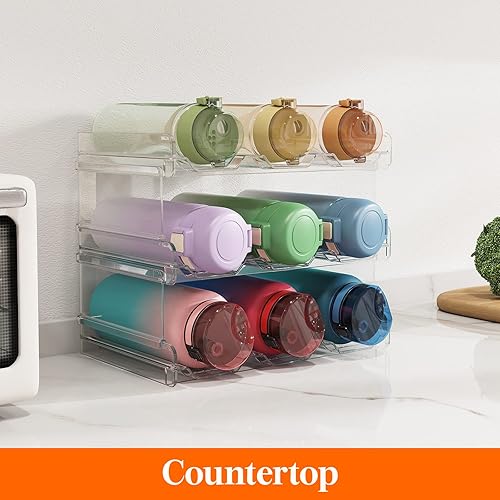 Miniatura 7 de Lifewit Organizador apilable de botellas de agua para gabinete, soporte para botellas de agua, organización y almacenamiento de despensa de cocina,