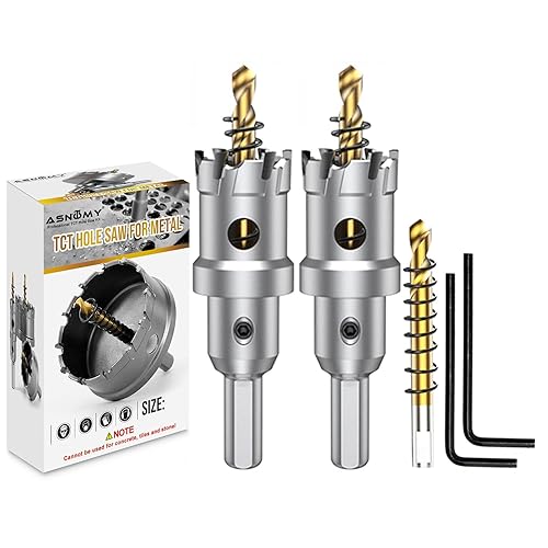 Vista 98 de ASNOMY Broca de sierra con punta de carburo de tungsteno para metal duro, cortador de sierra de agujero T.C.T de 3 pulgadas con 2 brocas piloto