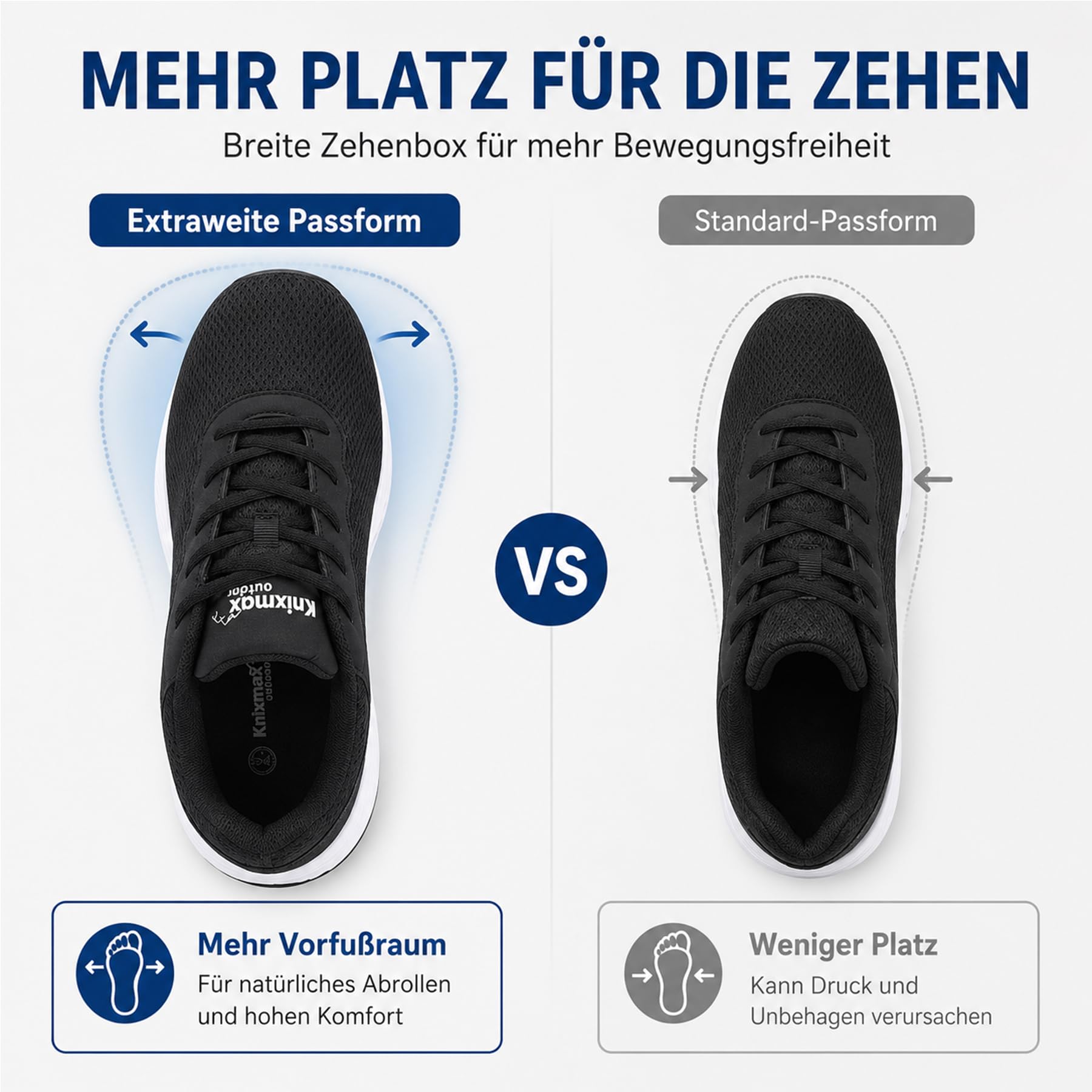 Zapatillas de correr para hombre y mujer, extraanchas, zapatillas de deporte anchas, ligeras y transpirables, cómodas zapatillas de fitness EU36-48, Negro , 44 EU Ancho
