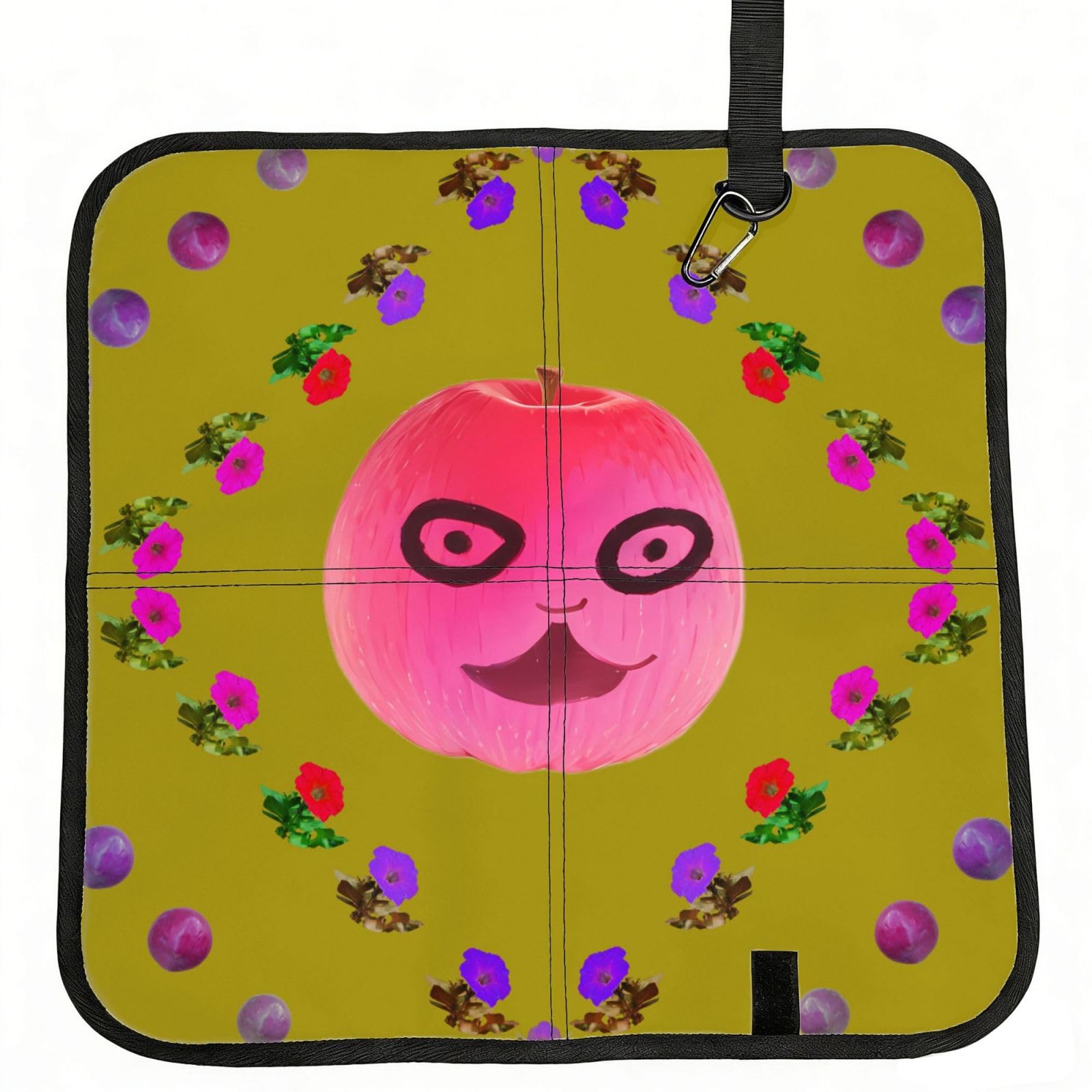 WZYCWB Funny Face Peach Foldable Seating Cushion with Carabiner - Stadium Mat for Camping, Hiking and Outdoor Activities