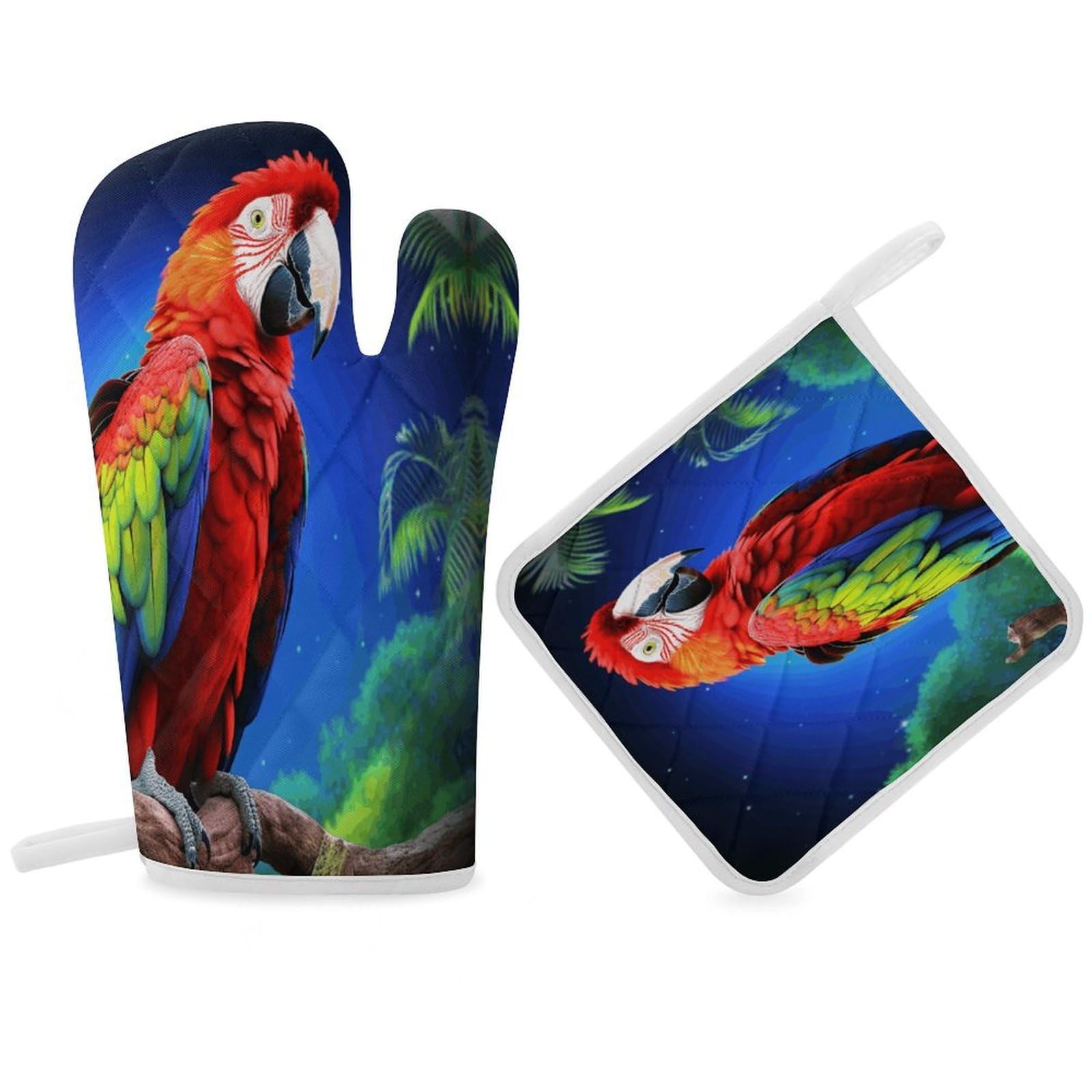 Parrot Oven Mitt Thick Substantial Heat Insulation Gloves Soft Skin-Friendly Temperature Resistant Oven Mitts for Cooking Lover Cooks