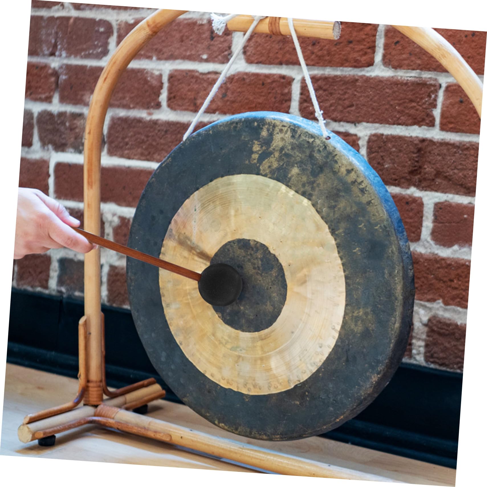 Hemobllo Mazza per Gong con Impugnatura in Legno e Testa in Silicone Nero, Effetto Suono Balena per Insegnamento Musicale e Occasioni Musicali