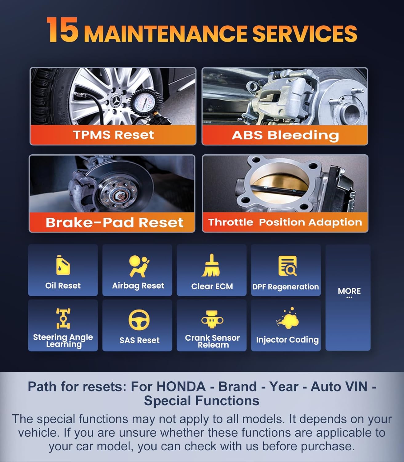 OM707 OBD2 Scanner for Honda Acura, Full Systems Diagnostic Tool, 15 Popular Reset Services, Auto VIN, Battery Test, One-Key I/M Readiness, No Subscriptions Lifetime Update