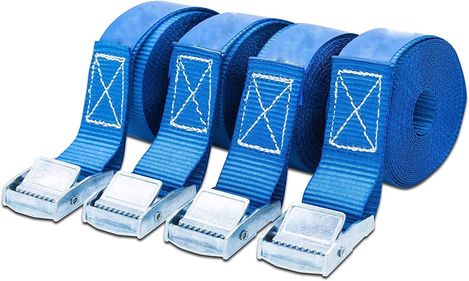 – THE WHITE SHOP Sturdy Tie Down Strap Lashing Strap with Rubber Padded Cam Lock Buckle,for Car Roof Rack,Kayak Canoe SUP Surfboard Tie Down,Boat Trailer Tow Strap(4 Pack)