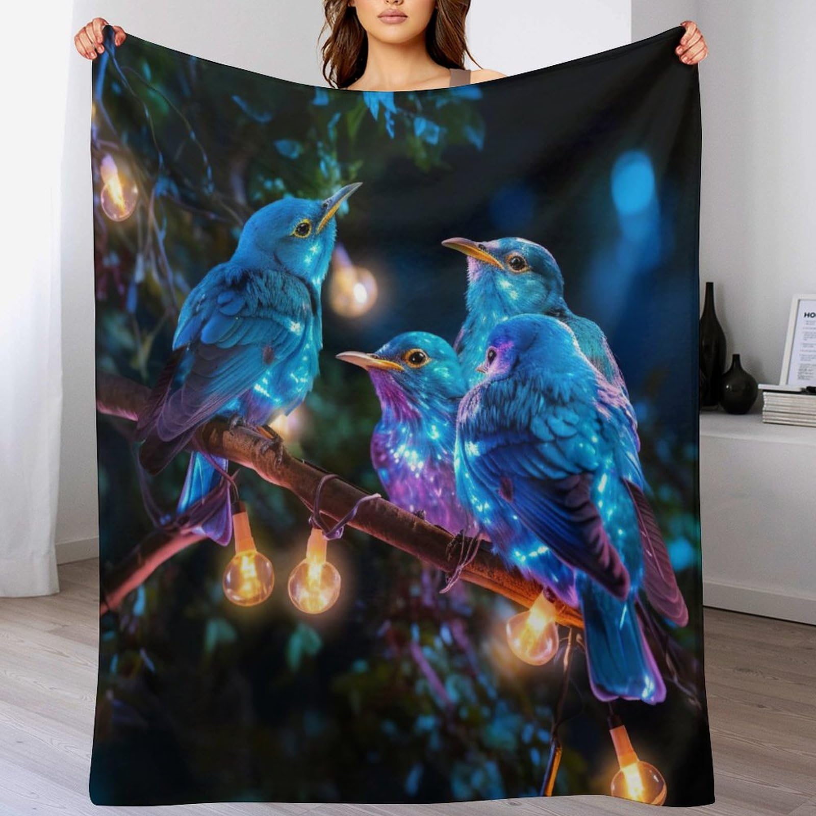 Couverture polaire oiseau plaid flanelle chaud épais canapé lit 100x130