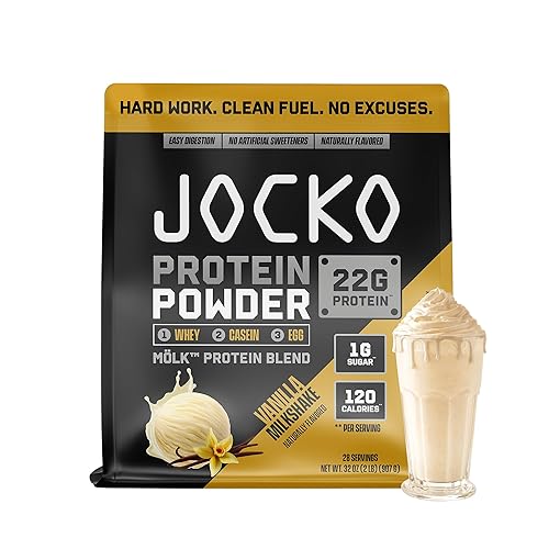 Jocko Fuel Whey Protein Powder, Vanilla Milkshake, 22g Protein, Digestive