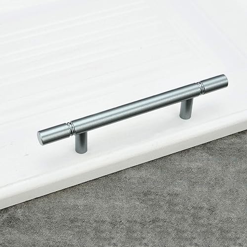 KDDEON Modern Simplicity T Furniture Wardrobe Door Hardware Handle Pulls,Solid Aluminum Alloy Bar Cabinet Handle,Kitchen Bathroom Drawer Pull,Silver