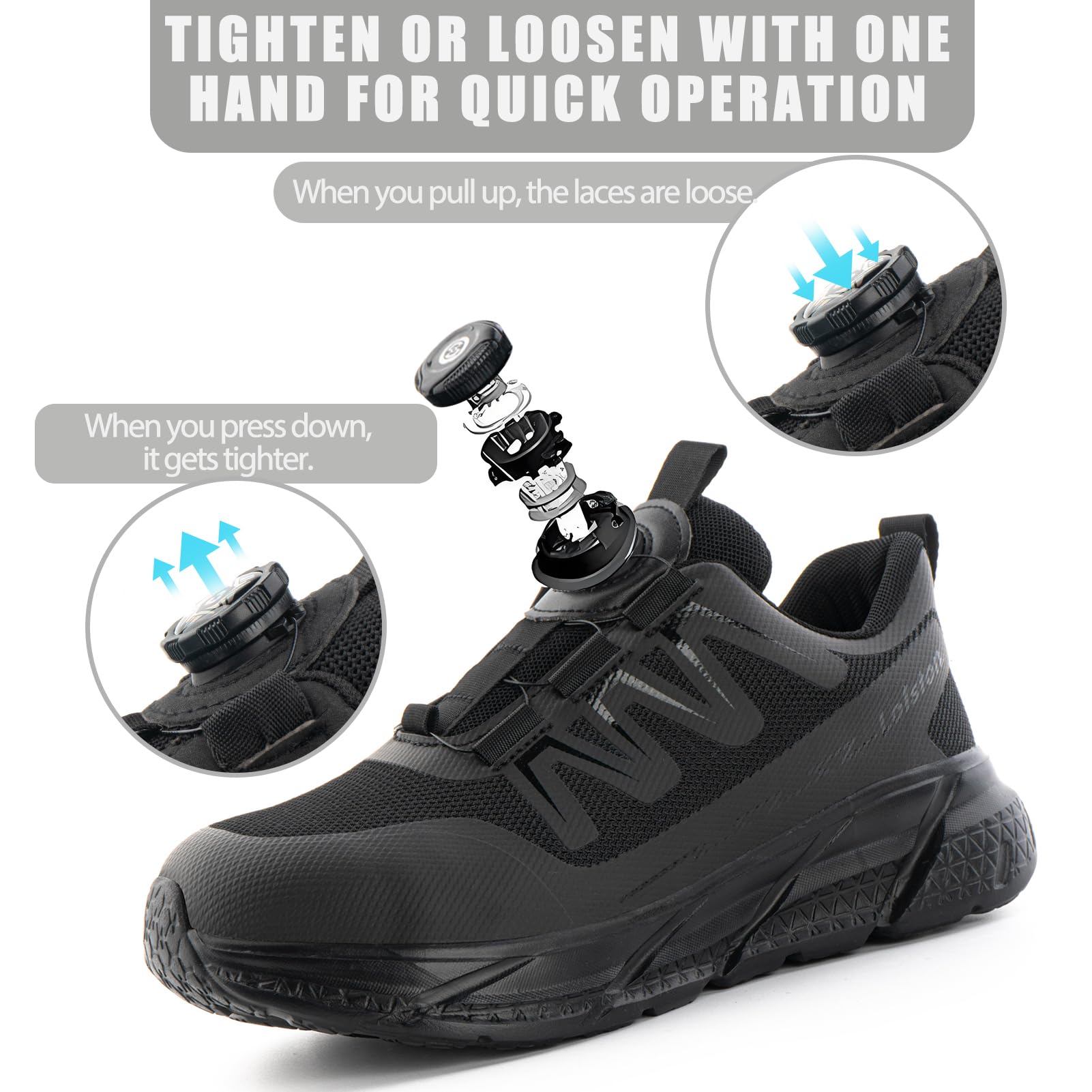 Zapatos de Seguridad Mujer Calzado Seguridad Zapatillas de Trabajo Mujer Ligeros Comodas Antideslizantes Negro NT1 EU38