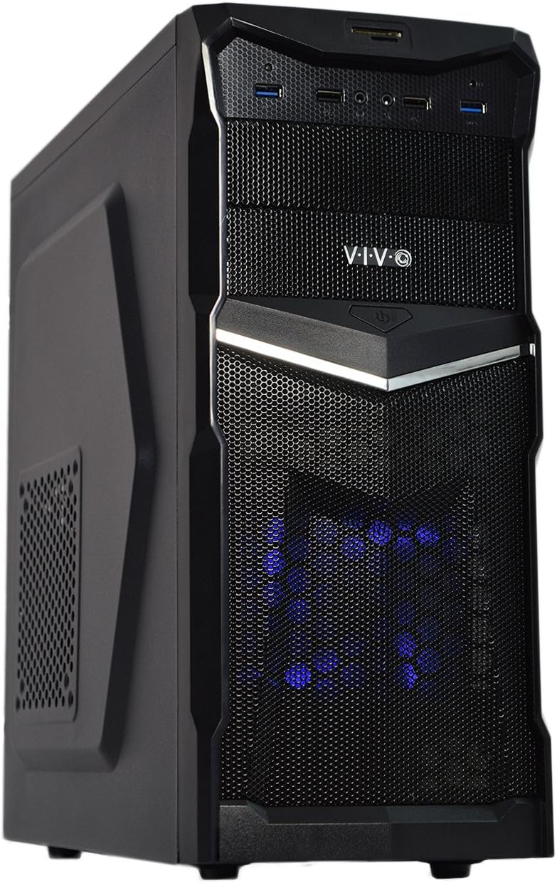VIVO ATX Mid Tower Computer Gaming PC Case / Black Desktop Shell / 3 Fan Mounts, Dual USB 3.0 (CASE-V02)