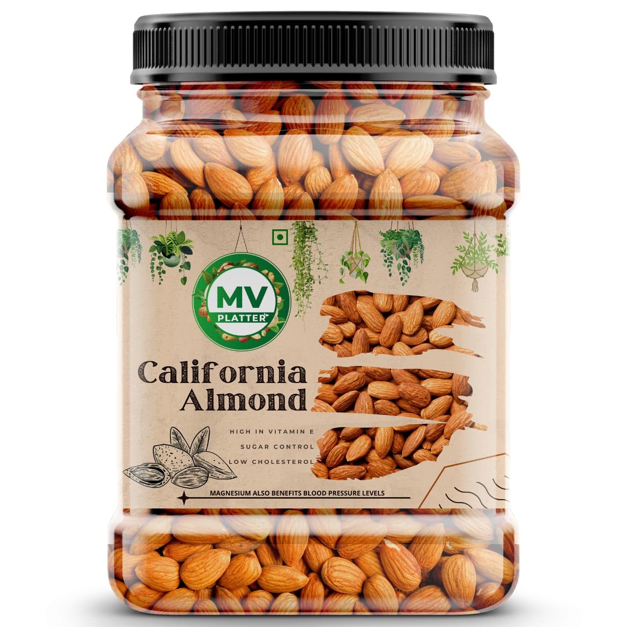 MV PLATTER Premium California Almonds (Badam) | Whole Natural Almond Kernels | Rich in Protein, Fiber & Vitamin E | Healthy Daily Snack 1 Kg-image-35