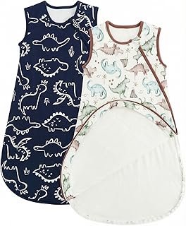 WYTbaby 2er Pack Baby Schlafsack 1 1.5 Tog, 100% Baumwolle Babyschlafsack für Kleinkind Neugeborene Jungen Mädchen 0-24 Monate