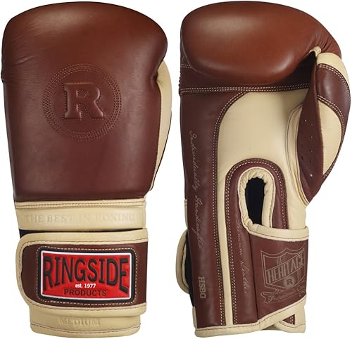 Ringside Heritage Super Bag - Guantes de entrenamiento de boxeo de cuero auténtico, color bronceado, talla L