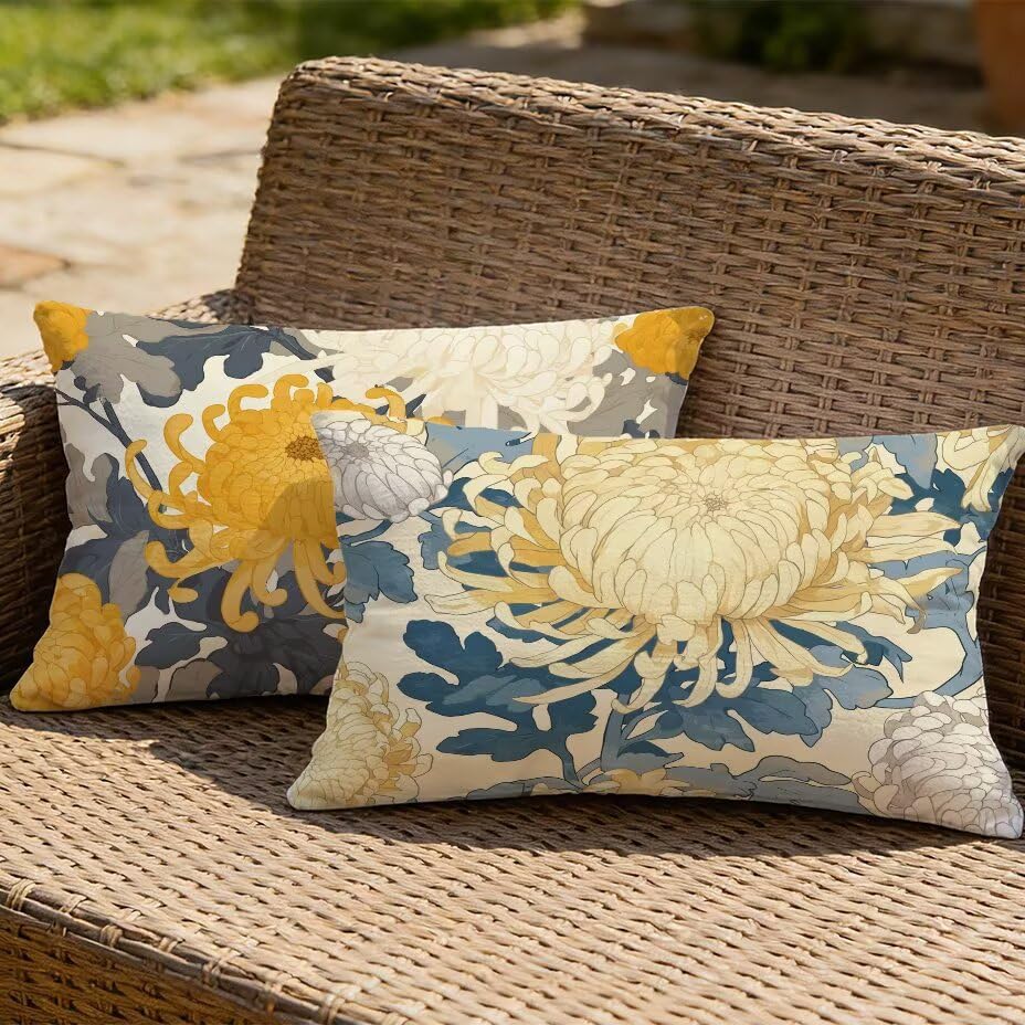 Housse de coussin décorative pour mobilier de jardin et patio en lin