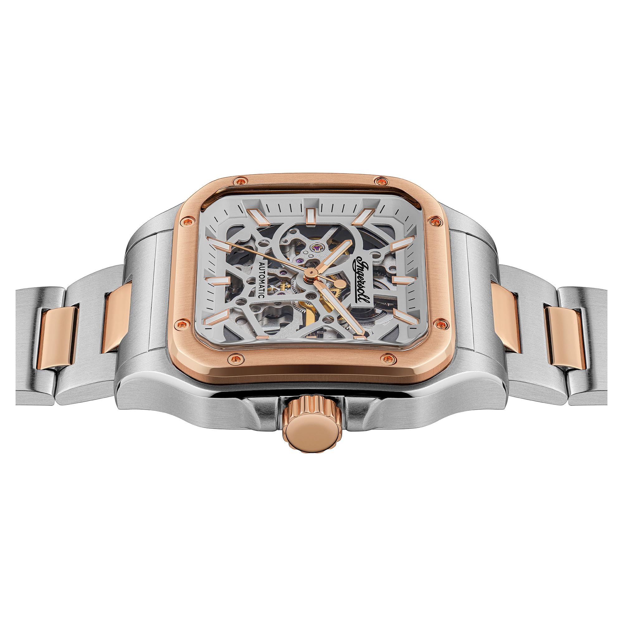 Ingersoll The Ollie - Reloj automático para Hombre con Esfera de Esqueleto y Correa de Acero Inoxidable (42 mm)