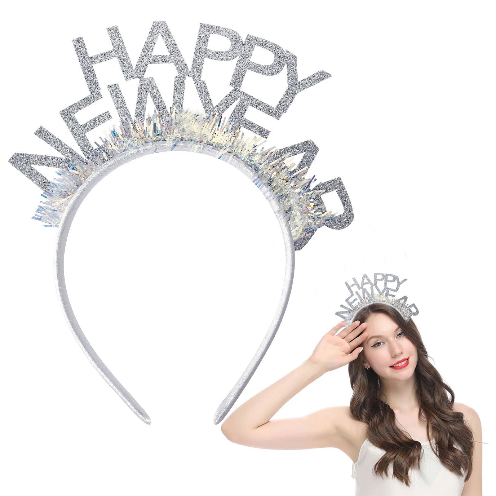 iwiio Happy New Year Headband, New Year Hair Accessories, New Years Eve Party Supplies 2026