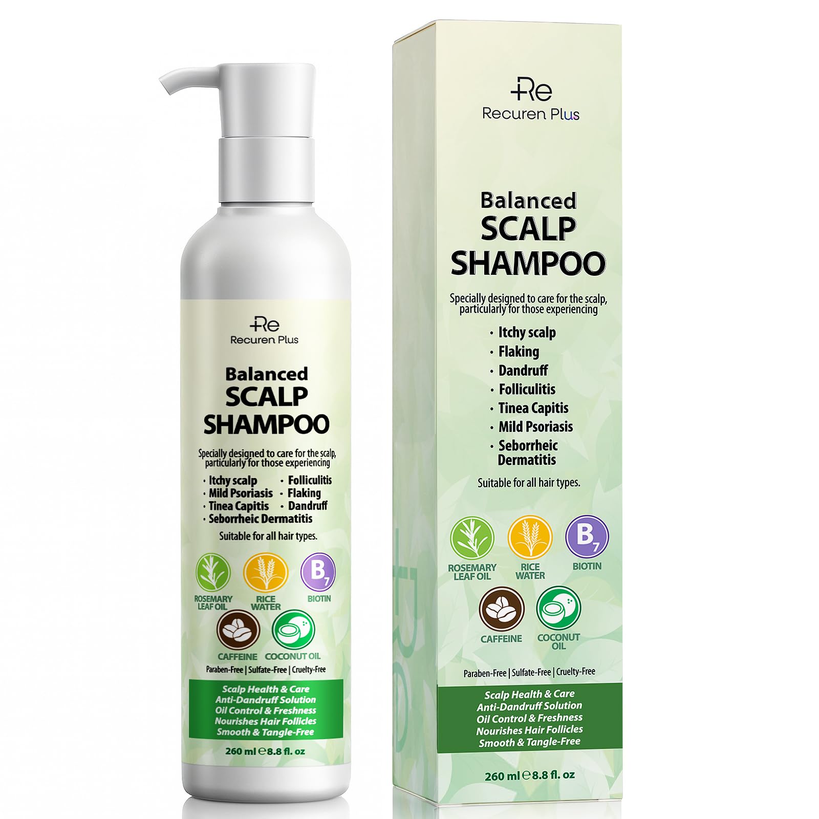 Psoriasis & Folliculitis Scalp Treatment Shampoo: Seborrheic Dermatitis Formula, Anti-Dandruff, Itchy and Dry Scalp Care with Salicylic Acid, Piroctone Olamine, Biotin, Rosemary, Coconut Oil
