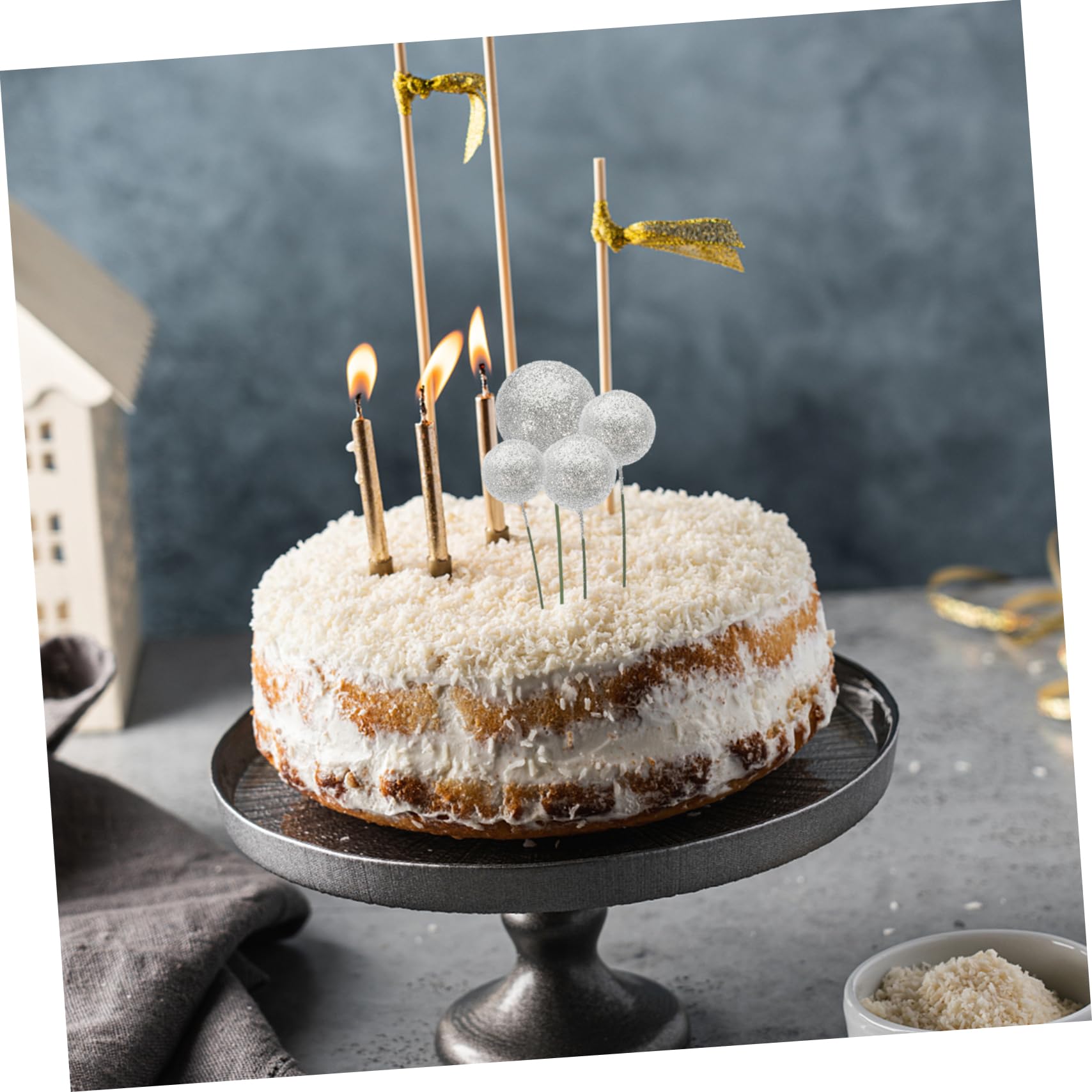 MAGICLULU 20 Pièces Boules de Décoration pour Gâteaux Argentées à Paillettes, en Écume et Fer, pour Cupcakes, Mariage et DIY