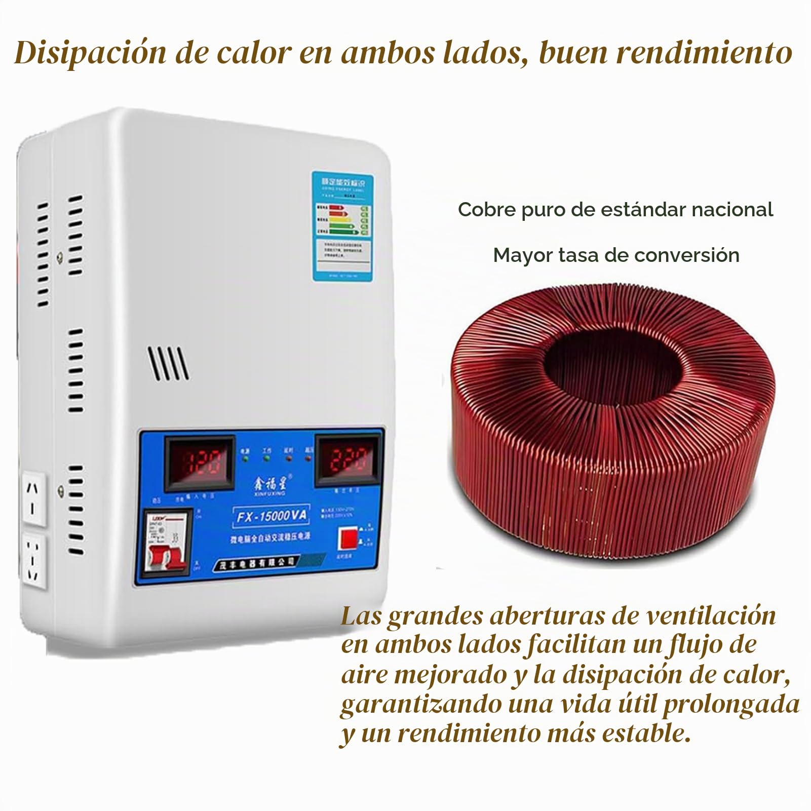 Estabilizador de Voltaje Automático 220V, 8800W/15000W/20000W/30000W Transformador de Voltaje CA, Estabilizador de Baja Tensión Para Fuente de Alimentación Hogar, Para Refrigerador