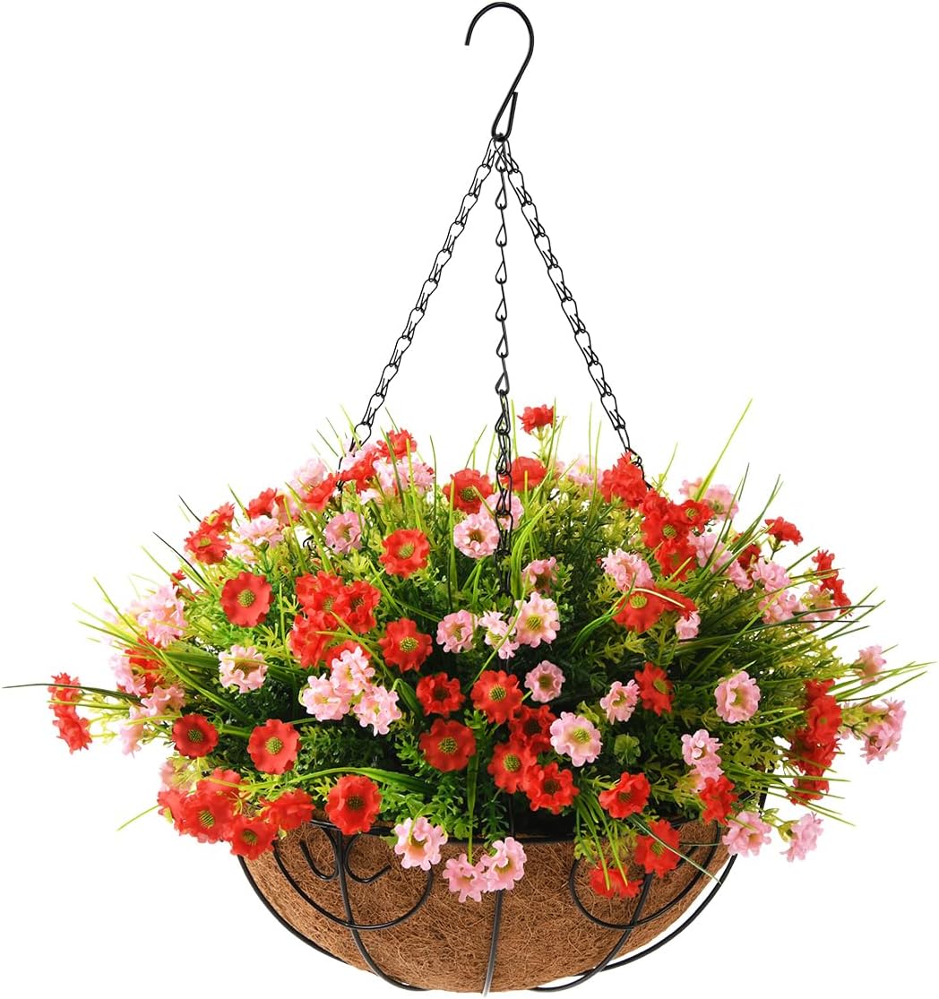 Artificial Hanging Flower in Basket, Hanging Flowers Basket