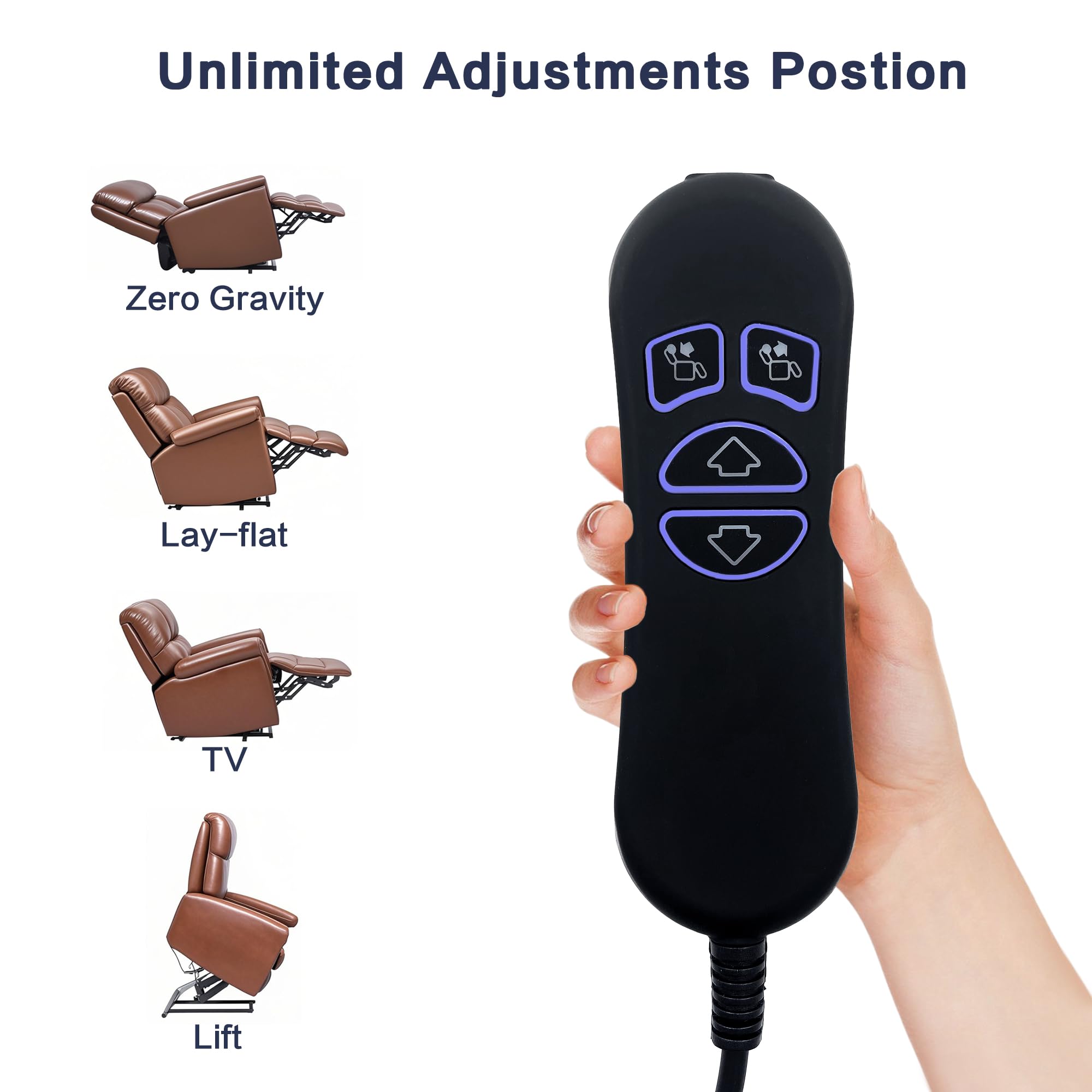 Fruhdi Mando a distancia de 4 botones y 5 pines con control de mano con USB y retroiluminación para sillas elevadoras, sofá eléctrico reclinable eléctrico