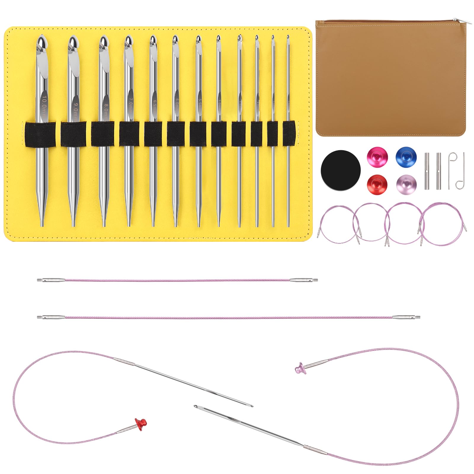 Amazon.com: Aeelike Interchangeable Tunisian Crochet Hooks Set, 12
