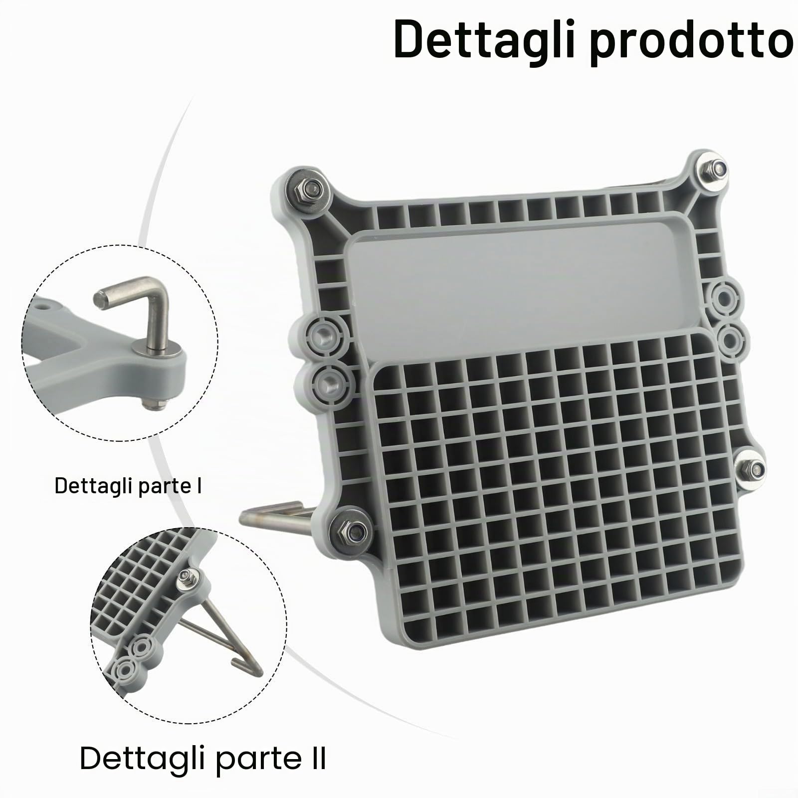 Supporto motore fuoribordo per gommoni, include elementi di fissaggio per un fissaggio sicuro