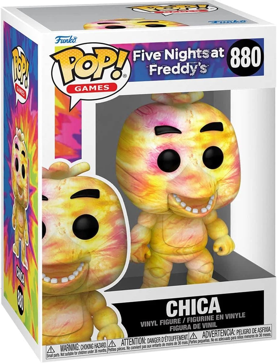 POP Five Nights at Freddy's - Tie Dye Chica Funko Vinyl Figure (Bundled with Compatible Box Protector Case), Multicolor, 3.75 inches