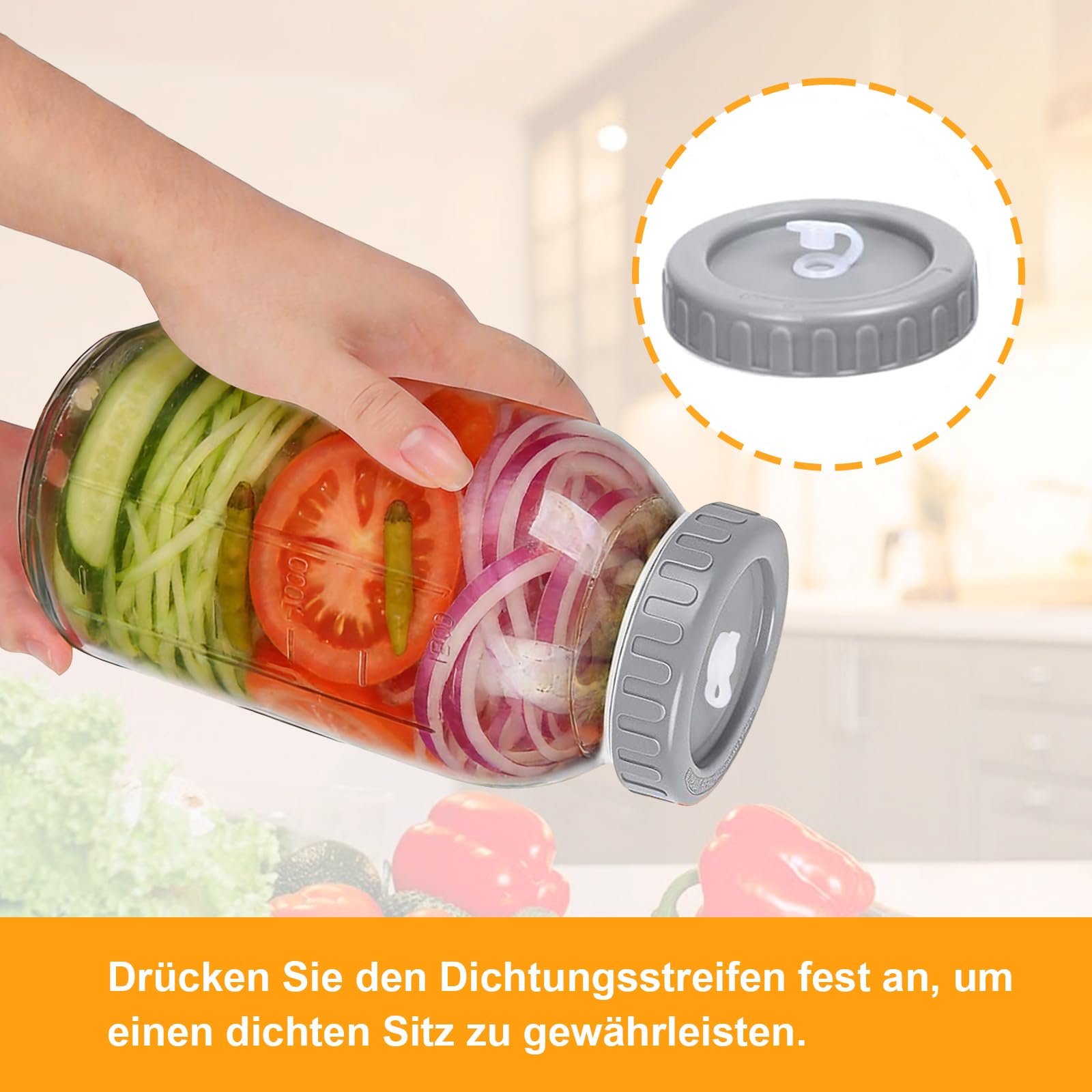 Fermentierglas 2 Stück 2L, 64oz Kimchi Behälter mit Luftschleuse und Gewicht, Breiter Mund Fermentiergläser mit Holzstößel, Kefir Glas mit Deckel, für Pickles, Sauerkraut, Sauerteig Starter