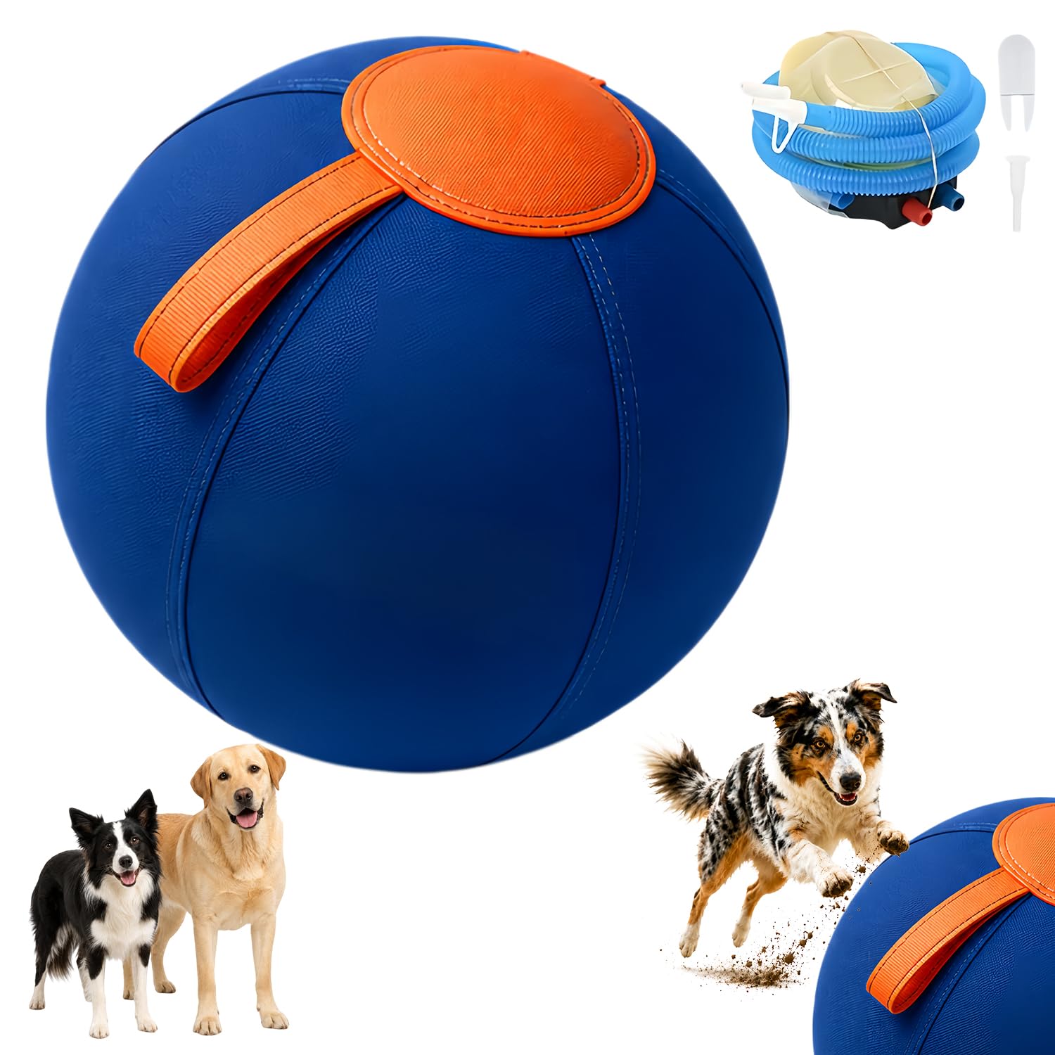 Navea Giant Ball, Herding Ball for Dogs with Pump, Durable Outer Cover and Inflatable Inner Ball for Outdoor Exercise, Mental Stimulation, Push and Chase Play for Medium and Large Dogs (Large)