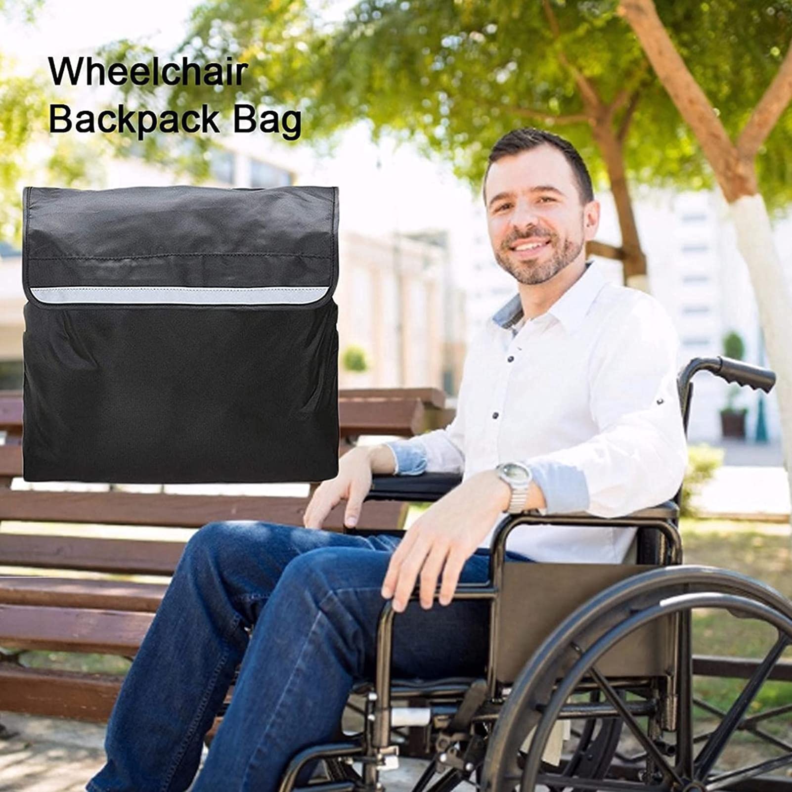 Bolsa Universal para Silla De Ruedas, Mochila Multifunción para Scooter De Movilidad con Rayas Reflectantes, para La Mayoría De Las Sillas De Ruedas, Scooters, Andadores, Andadores