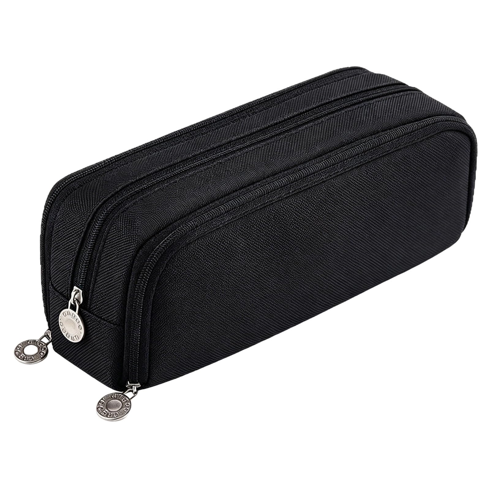 Black Pencil Cases,3 Compartments Large Pencil Case for Girls Boys,Canvas