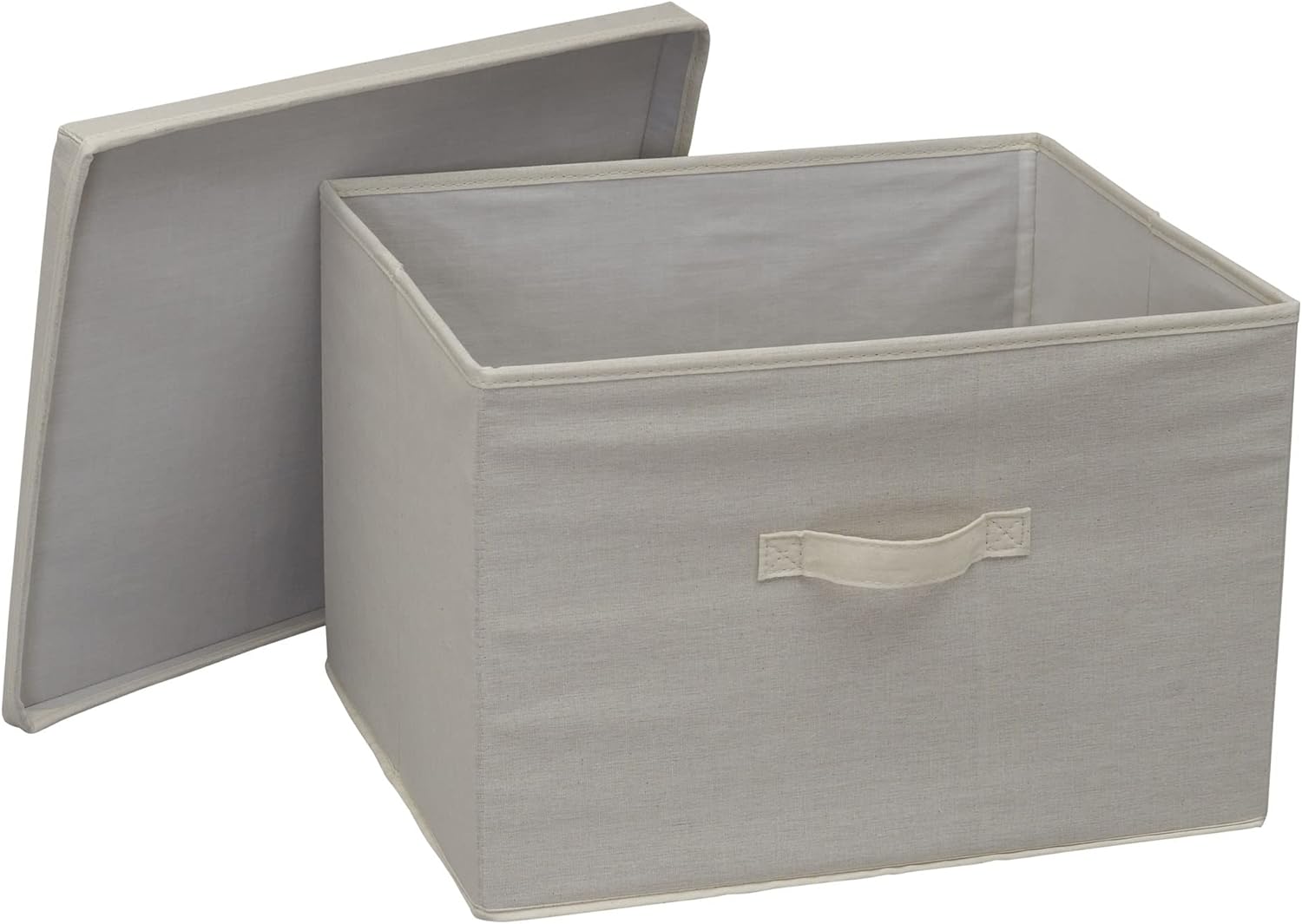 Natural Canvas Collapsible Fabric Storage Box with Lid