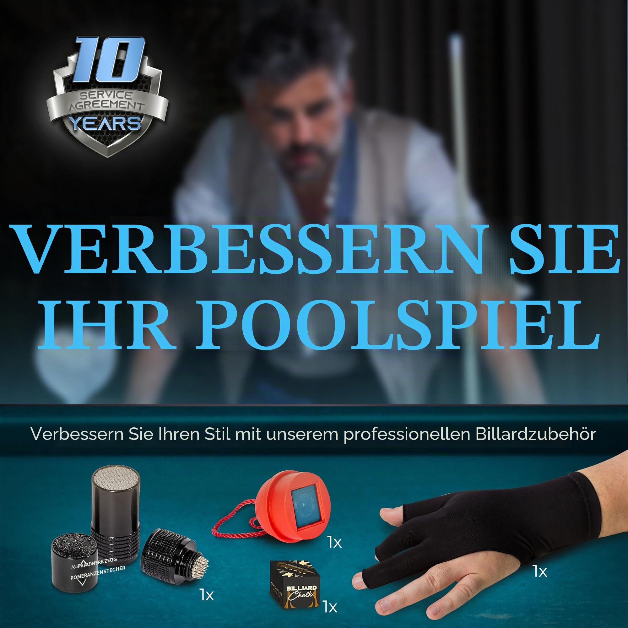 IgnatGames 2-teiliges Billardqueue – 18/19/20/21 oz. 58" Kanadischer Ahorn, Professionelle Billard Pool Queues mit Köcher, 3-in-1 Tip Tool, 3-Finger-Handschuh und Kreidehalter