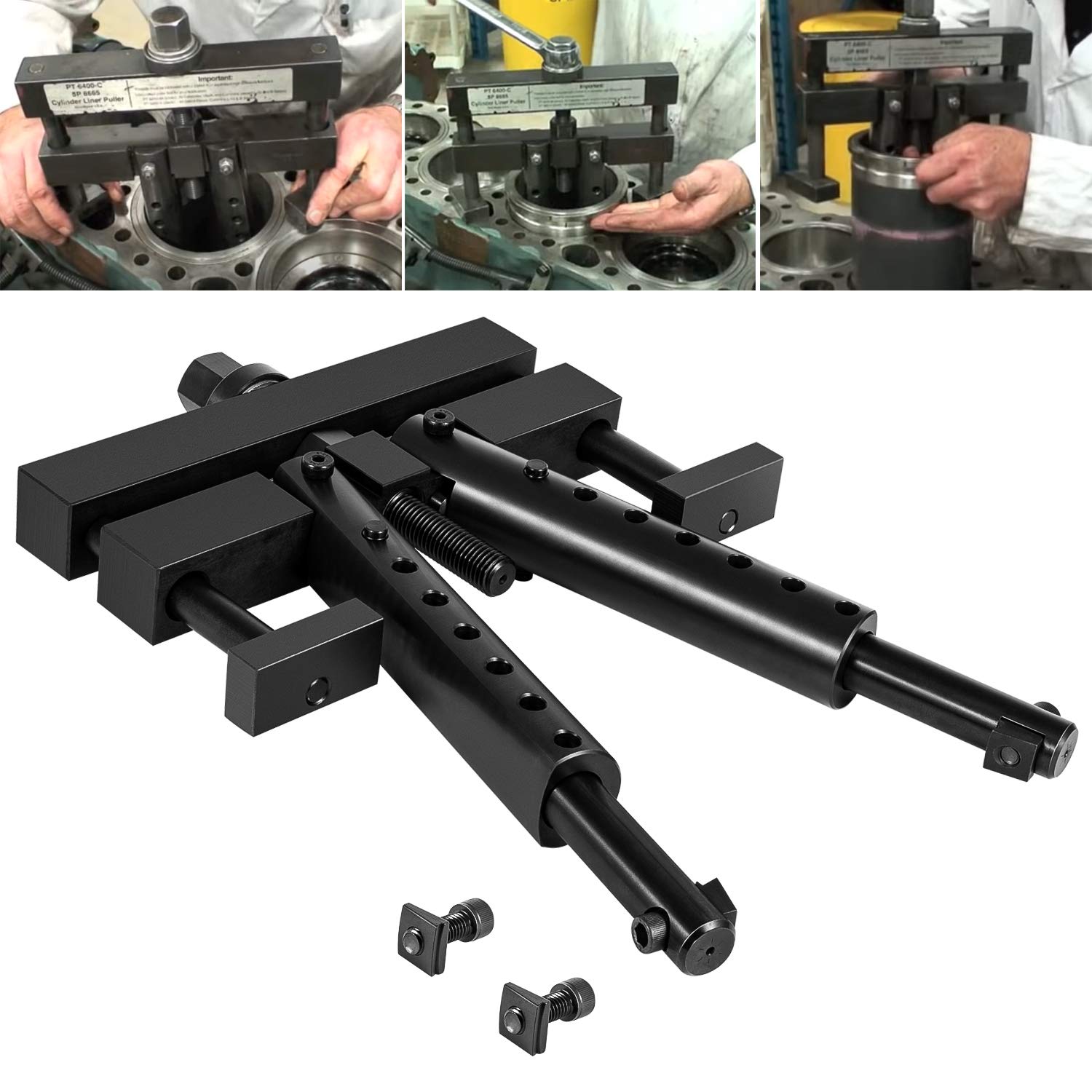 Universal Cylinder Liner Puller Assembly for Caterpillar CAT Mack Cummins on Wet Liners 3-7/8" to 6-1/4" bore Replace PT-6400-C, 3376015, M50010-B Heavy Duty