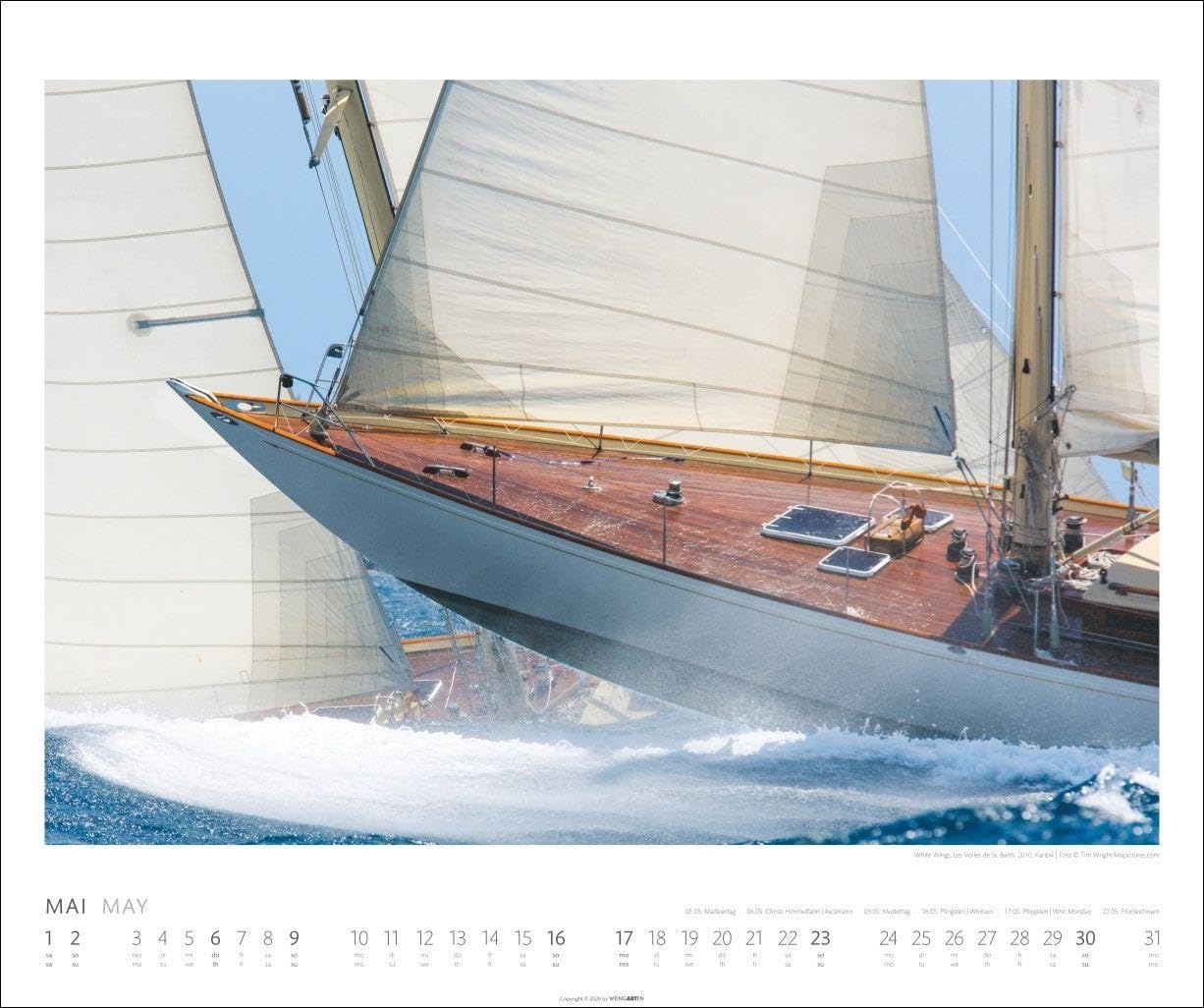 Sailing Kalender 2027: Fotokalender mit beeindruckenden Segelaufnahmen. Jahres-Wandkalender 2027 XL im Querformat. Segel-Fotokalender 55 x 46 cm