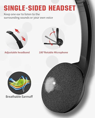 Miniatura 4 de NUBWO HW02 - Auriculares USB con micrófono con cancelación de ruido y control en línea, súper ligeros, ultra cómodos auriculares de computadora para