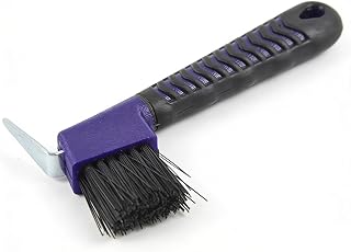2-in-1 Hoof Pick for Horses with Soft Grip Rubber Handle(Purple)