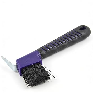 2-in-1 Hoof Pick for Horses with Soft Grip Rubber Handle(Purple)
