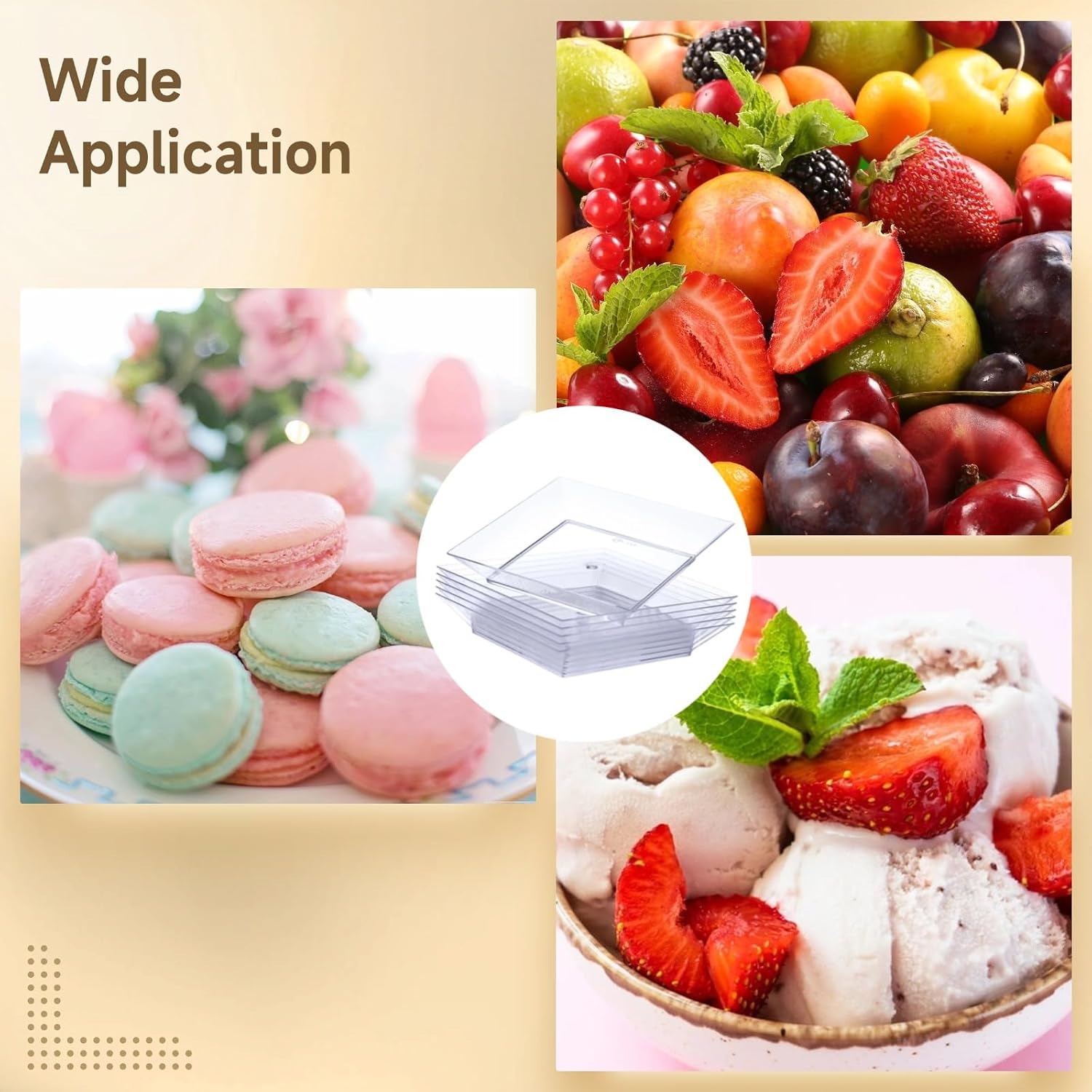 100 PCS Clear Plastic Dessert Plates, 3.5 x 3.5 Inches Square Clear Dessert Plates, Small Dessert Serving Plate, Transparent Appetizer Plate, Reusable Hard Plastic Plates for Party Wedding Reception